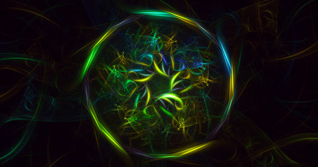 3D rendering multicolored abstract fractal on black background