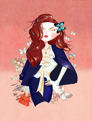 Fashion, women, women, butterflies, beautiful hair, elegance, dignity, goddess, female president, ladies, women, women's day, women's rights, luxury, nobility, illustration, fashion, fashion, modern, 