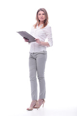 Fototapeta premium in full growth. confident young business woman