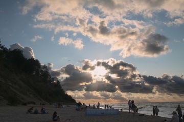 cloudy sky and sunset at evening