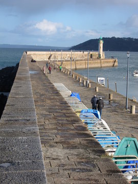 BINIC_ FRANCE, MARCH 17, 2019: Quay in the port of Binic Brittany