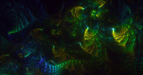 3D rendering multicolored abstract fractal on black background