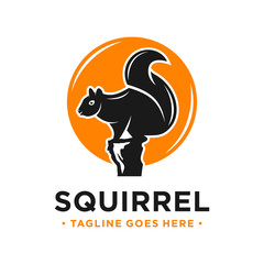squirrel and circle logo design template