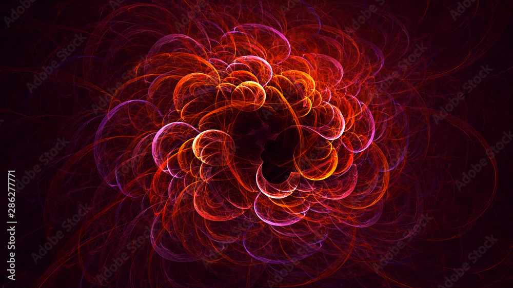 Wall mural 3d rendering multicolored abstract fractal on black background