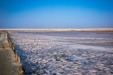 Pink salt lake