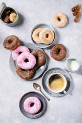 Sweet donuts with coffee