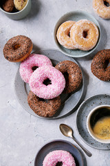 Sweet donuts with coffee