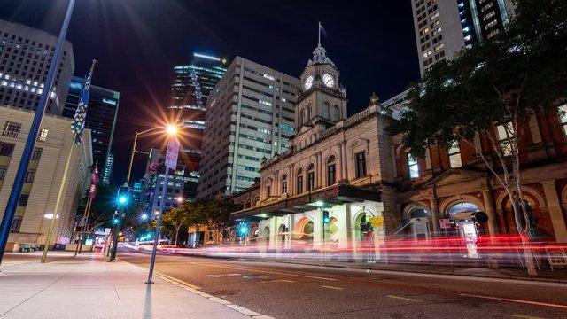 Timelapse of traffic in Brisbane at night