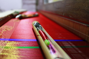 hand loom silk sarees weaving process threading material