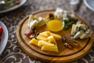 sauce vegetarian and cheese plate