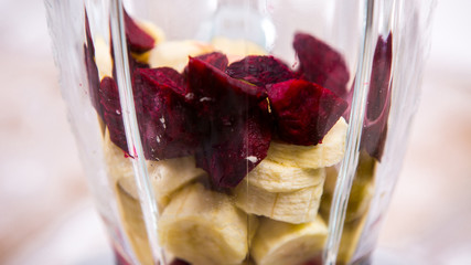 fruit and vegetables in a blender