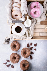 Sweet donuts with coffee