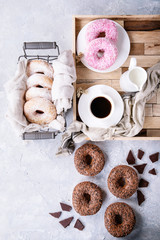 Sweet donuts with coffee