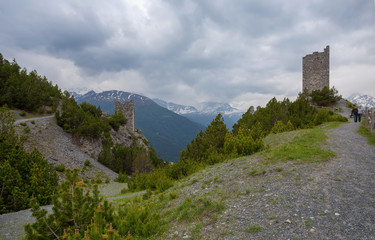 BORMIO, ITALY, JUNE 21 2019 - Fraele Towers (Torri di Fraele), Valdidentro, North Valtellina, Lombardy, Italy