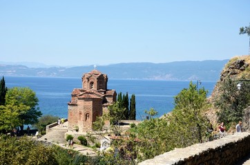 Fototapeta na wymiar Macédoine du Nord : église Saint-Jean de Kaneo (Ohrid)
