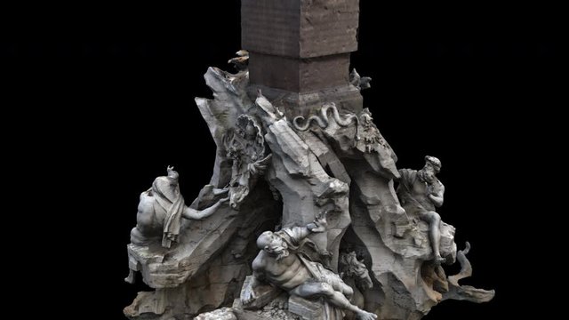 Fountain of the Four Rivers - The earth snake - 3d animation of a monument in Rome