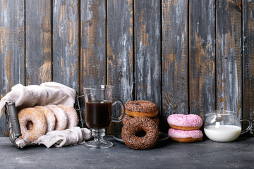 Sweet donuts with coffee
