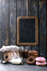 Sweet donuts with coffee