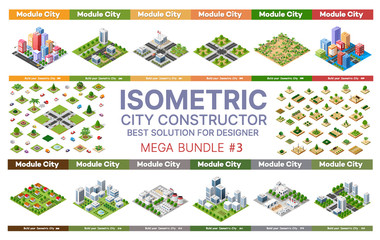 Isometric set of blocks module of areas - obrazy, fototapety, plakaty