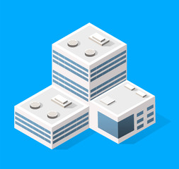 Cityscape design elements with isometric building