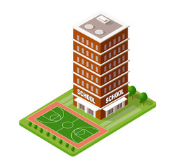 School isometric building study education