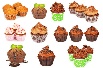Collage of various cupcakes