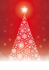 雪の結晶とクリスマスツリー