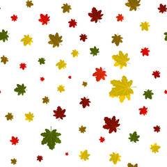autumn seamless pattern with colorful maple leaves.Perfect for seasonal and Thanksgiving Day greeting cards,For textiles, packaging, fabric, wallpaper.  hand drawing.  