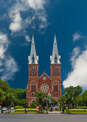 Fototapeta na wymiar Ho Chi Minh City, Vietnam. Famous Notre Dame cathedral