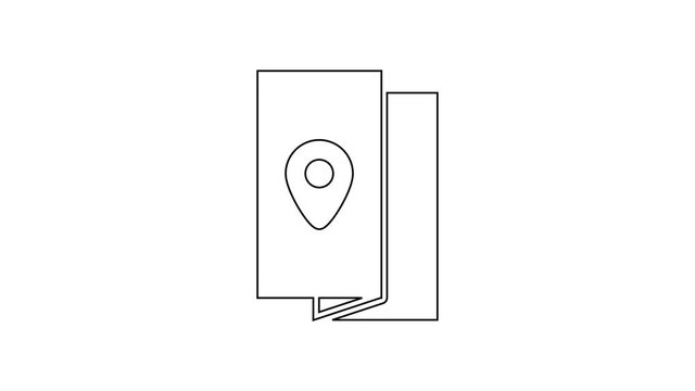 Black Cover book travel guide line icon on white background. 4K Video motion graphic animation