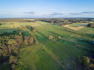 Fototapeta na wymiar rural landscape, arable fields and meadows seen from the air, photos from the drone