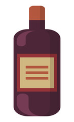 Bottle of alcohol drink, element of celebration party, toast symbol. Alcoholic beverage cognac and wine or champagne and rum, ale or gin, whiskey, pub object, entertainment strong drinks vector. Flat