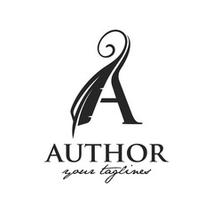 vector logo of the "A" monogram with feathers