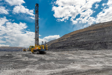 View of a large quarry for the extraction of limestone and coal.