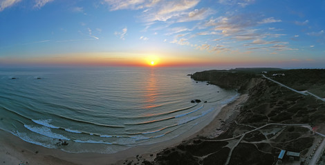 Aerial panorama from Amado beach at the westcoast in Portugal
