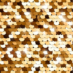 Seamless golden texture of fabric with sequins