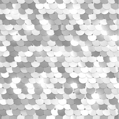Seamless silver texture of fabric with sequins - obrazy, fototapety, plakaty