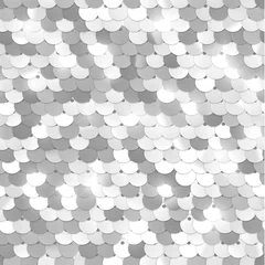 Foto op Plexiglas Naadloze zilveren textuur van stof met pailletten © LeysanI