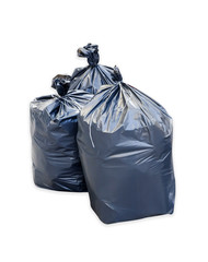 three garbage bags on white background