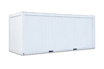 White Container office with door and window isolated on white background this has clipping path.