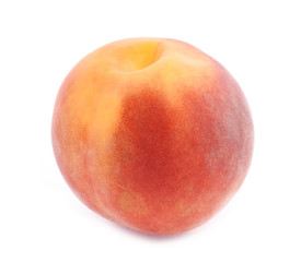 Fototapeta na wymiar Ripe whole peach closed up isolated on white