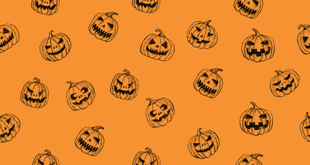 Halloween pumpkin set. Hand drawn illustration.