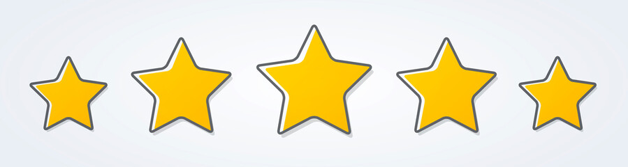 Vector Illustration five stars customer product rating review flat icon for apps and websites