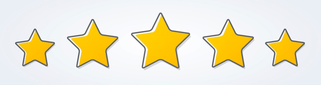 Vector Illustration five stars customer product rating review flat icon for apps and websites