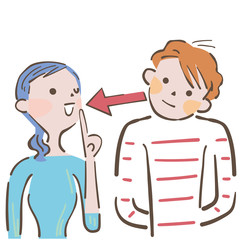 唇の動きでコミュニケーションするカップル　イラスト