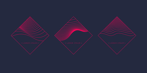 Abstract elements with red lines. Vector illustration.