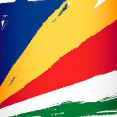 Obraz premium Flag of Seychelles. Brush strokes are drawn by hand. Independence Day.