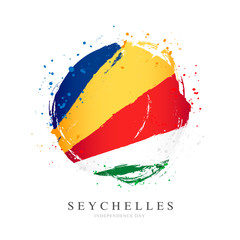 Seychelles flag in the shape of a big circle.