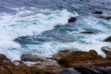 MARITIME LANDSCAPE WITH ROCKS AND SEA ON THE NORTH OF SPAIN