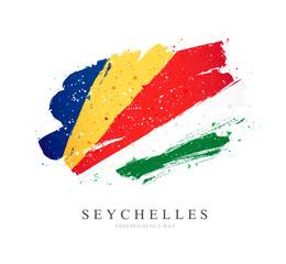 Obraz premium Flag of Seychelles. Vector illustration on a white background.